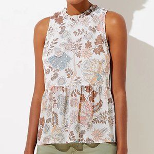 LOFT | Shimmer Floral Tie Back Peplum Shell
